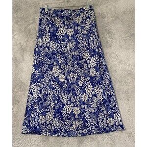 Flint‎ & Moss Maxi Skirt Floral Women’s M Blue & White A-Line